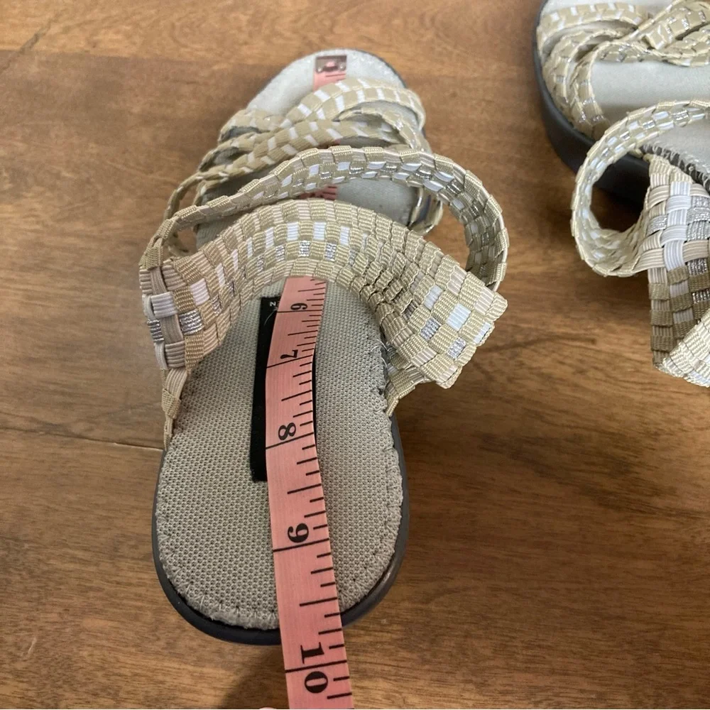 5/$15 Steven by Steve Madden Tan, Silver, & White Weave-like Sandals